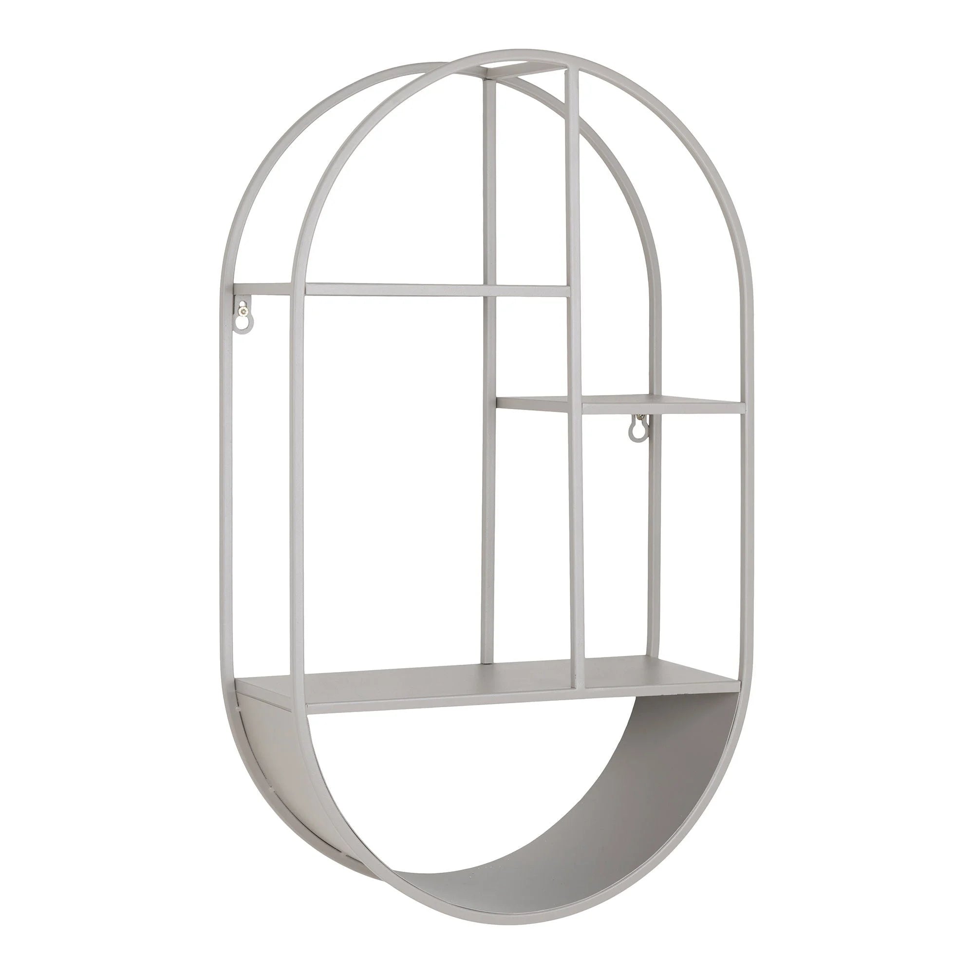 Étagère murale ovale en acier gris 35x15x60 cm pour décoration moderne