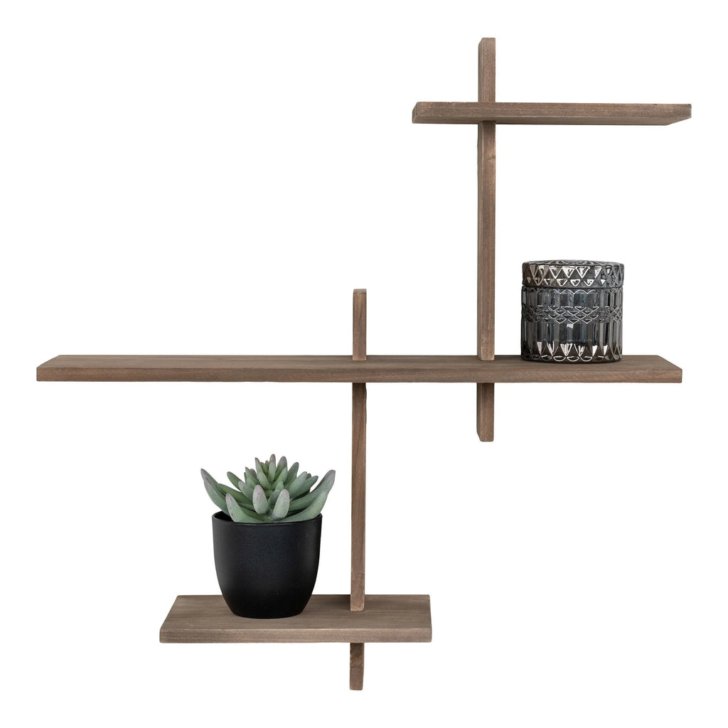 Étagère murale en pin asymétrique en bois naturel, décoration murale moderne