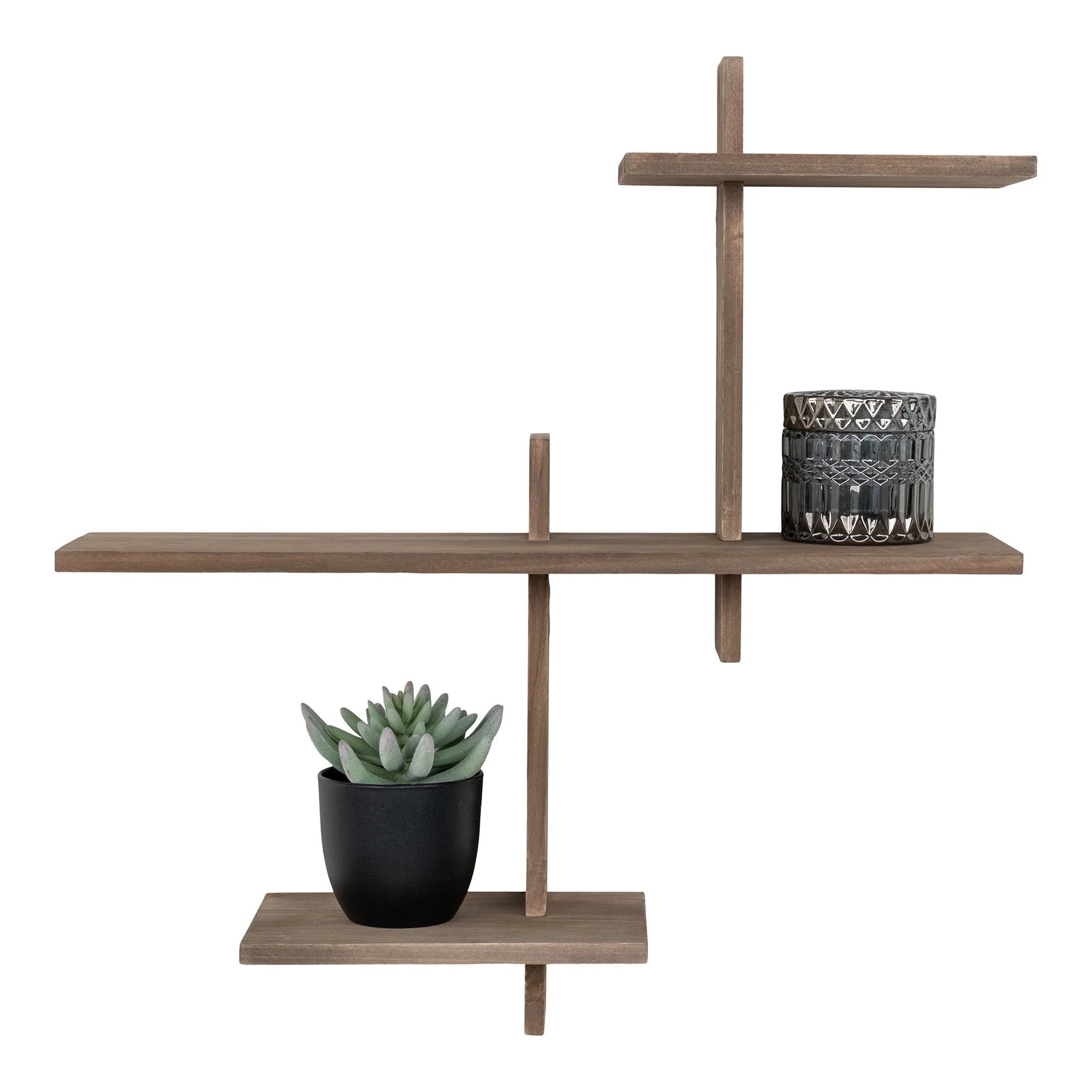 Étagère murale en pin asymétrique en bois naturel, décoration murale moderne