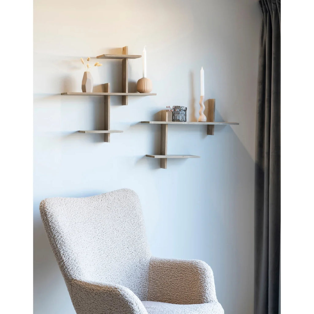 Étagère murale en pin asymétrique bois naturel 53x15x56 cm