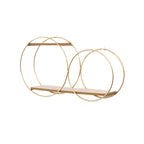 Étagère murale ronde en métal et bois doré