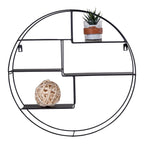 Étagère murale ronde en métal noir avec plateau, diamètre 47 cm