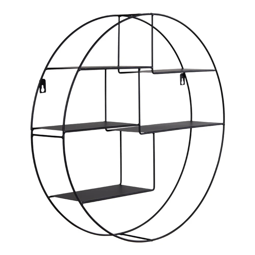 Étagère murale ronde en métal noir de diamètre 47 cm pour décoration intérieure