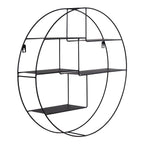 Étagère murale ronde en métal noir de diamètre 47 cm pour décoration intérieure