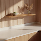 Étagère murale flottante en teck clair massif 60x16 cm, finition chêne clair lisse