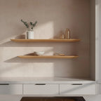 Étagère murale en teck massif effet flottant bois clair 90x16 cm