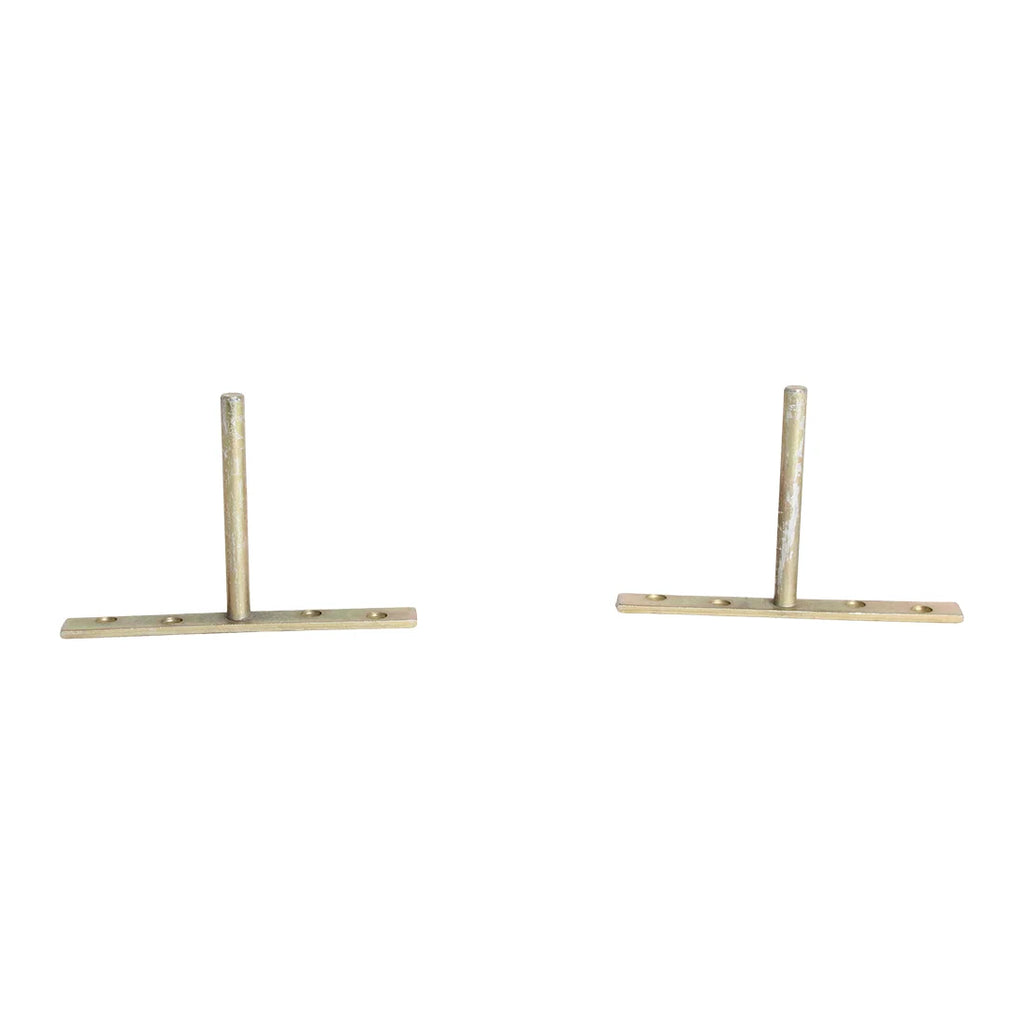 Deux supports muraux en L identiques pour étagère flottante en teck clair