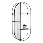 Étagère murale en verre et acier noir avec trois niveaux de 68 cm