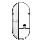 Étagère murale en verre et acier noir à 3 niveaux de 68 cm