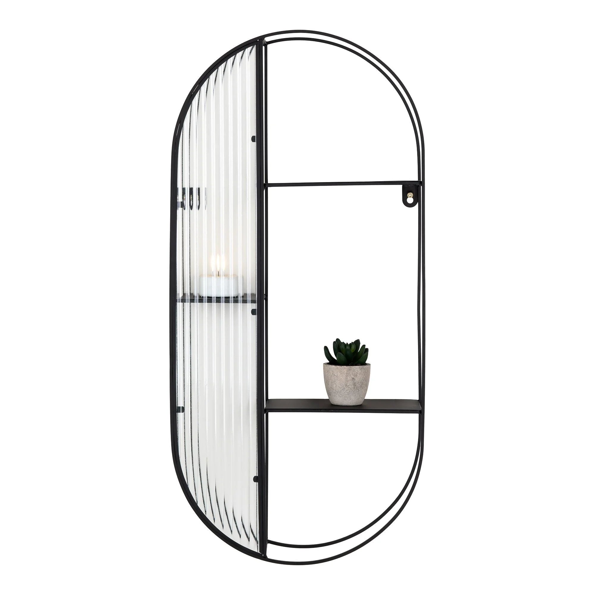 Étagère murale en verre et acier noir à 3 niveaux de 68 cm