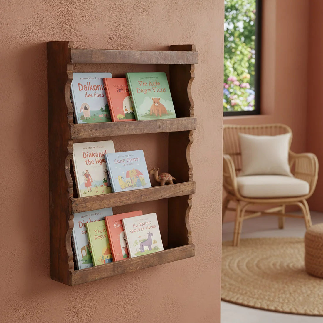 Étagère murale vintage en bois recyclé marron 48x10 cm à 3 étagères