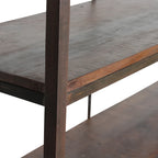 Étagère ouverte en bois recyclé et métal noir pour salon ou bureau, 138x42 cm