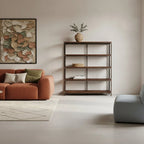 Étagère ouverte en bois recyclé et métal noir, 138x42 cm