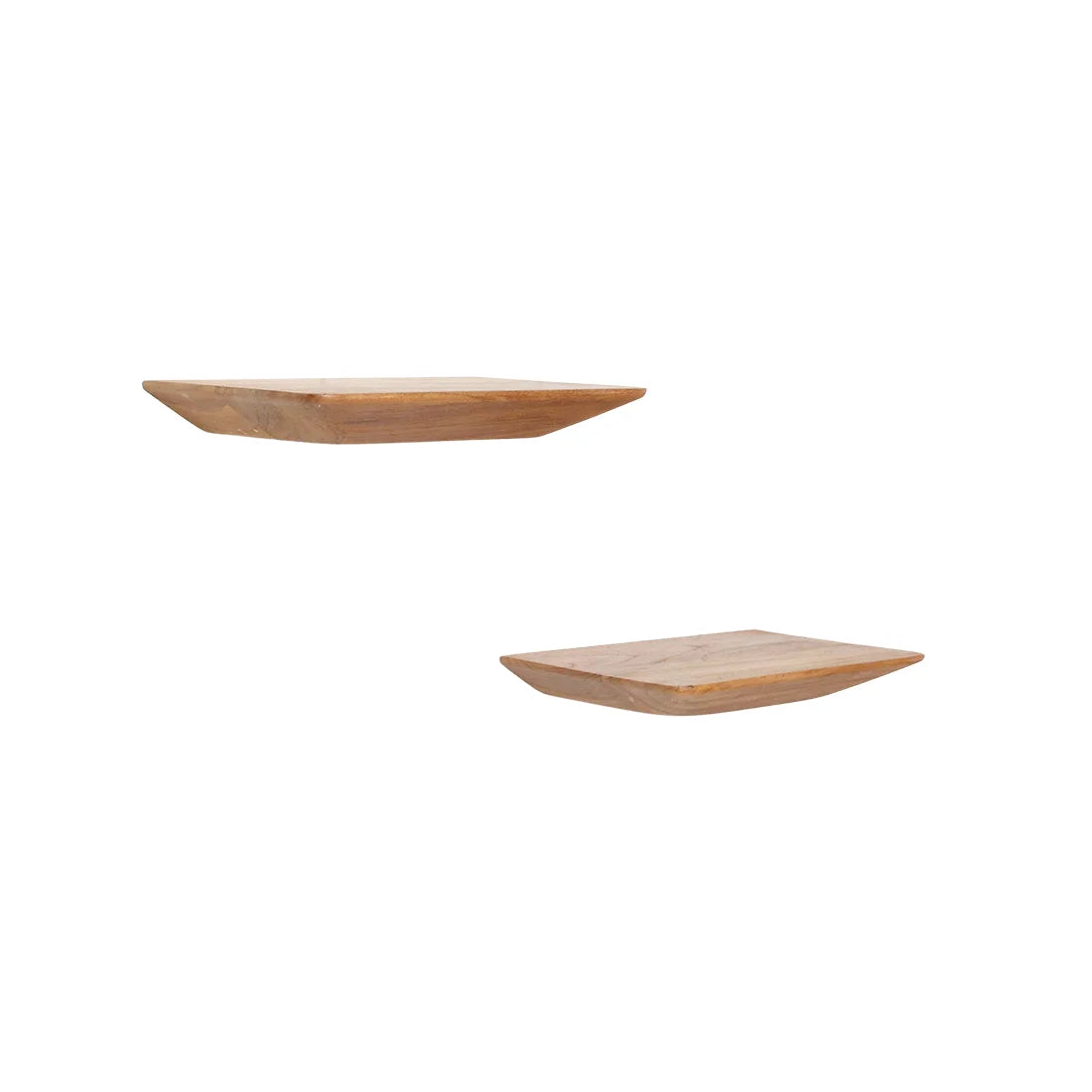 Deux étagères murales flottantes en teck naturel, set de 2