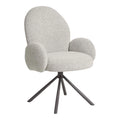 Fauteuil bouclé gris clair pivotant avec accoudoirs enveloppants
