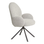 Fauteuil bouclé gris clair pivotant avec accoudoirs enveloppants