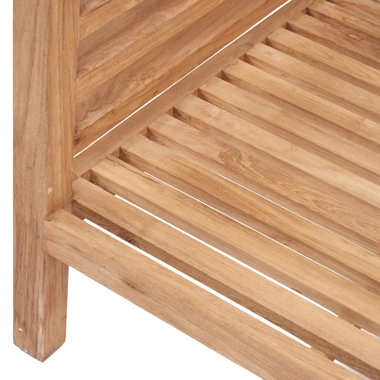 Étagère en bois à lattes pour fauteuil d’angle modulable en teck recyclé naturel