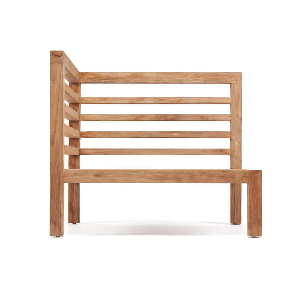 Structure de canapé d’extérieur en bois teak recyclé pour le fauteuil d’angle modulable naturel
