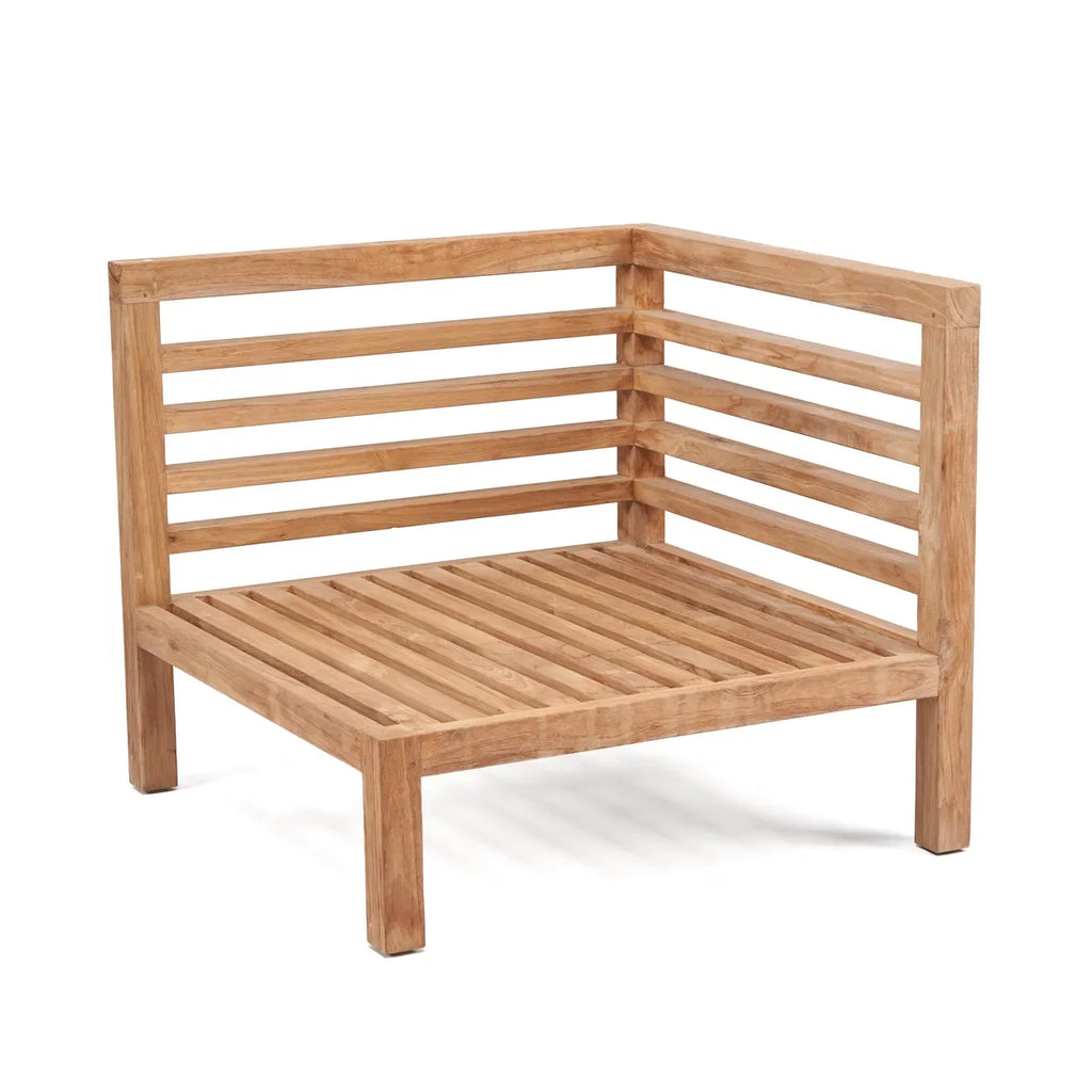 Fauteuil d’angle modulable en teck recyclé naturel pour extérieur