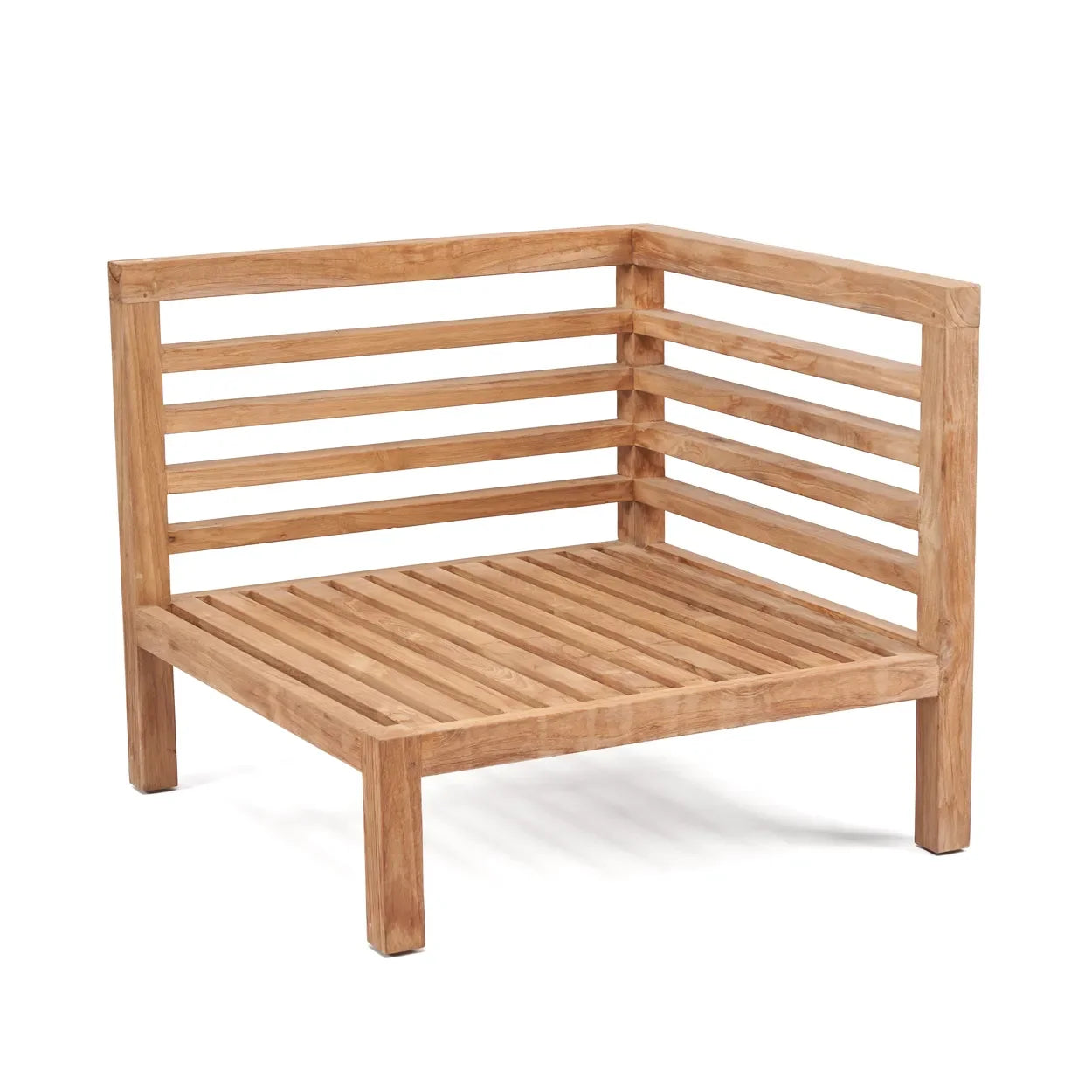 Fauteuil d’angle modulable en teck recyclé naturel pour extérieur