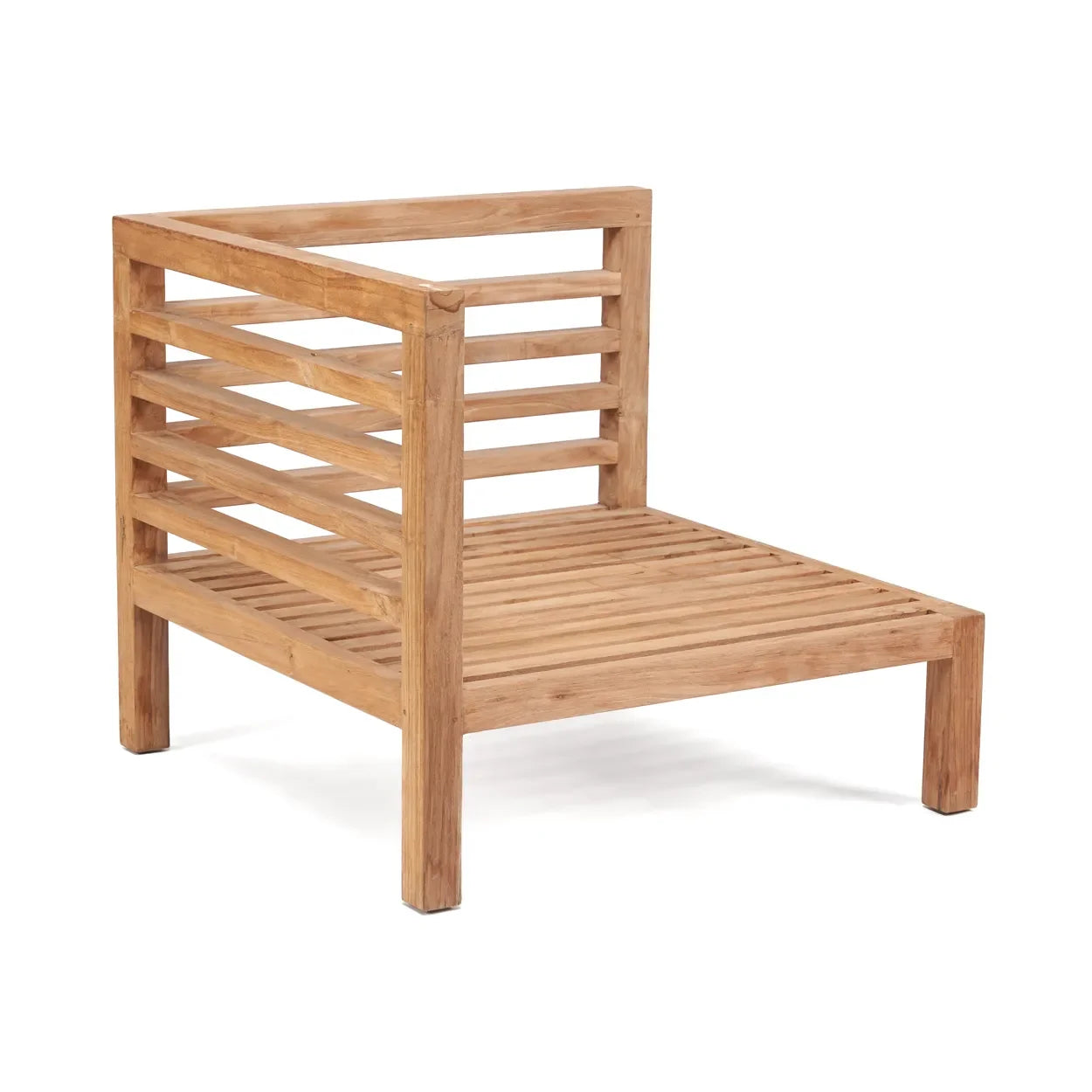 Chaise extérieure en bois de teck naturel pour espace salon modulable 80x80