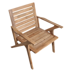 Fauteuil de jardin en teck massif à lattes horizontales naturel