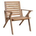 Fauteuil de jardin en teck massif à lattes horizontales naturel