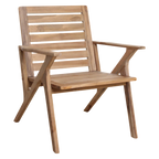 Fauteuil de jardin en teck massif à lattes horizontales naturel