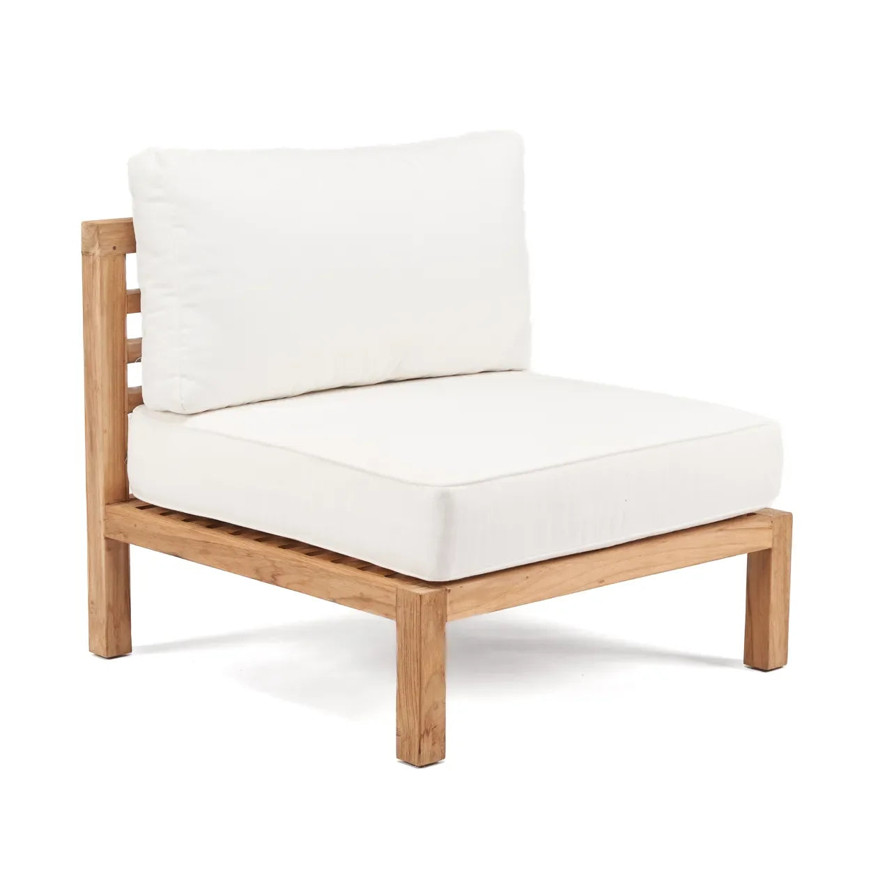 Fauteuil modulaire en teck recyclé blanc avec coussins blancs 80x80