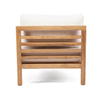 Fauteuil modulaire en teck recyclé blanc avec coussin blanc pour extérieur