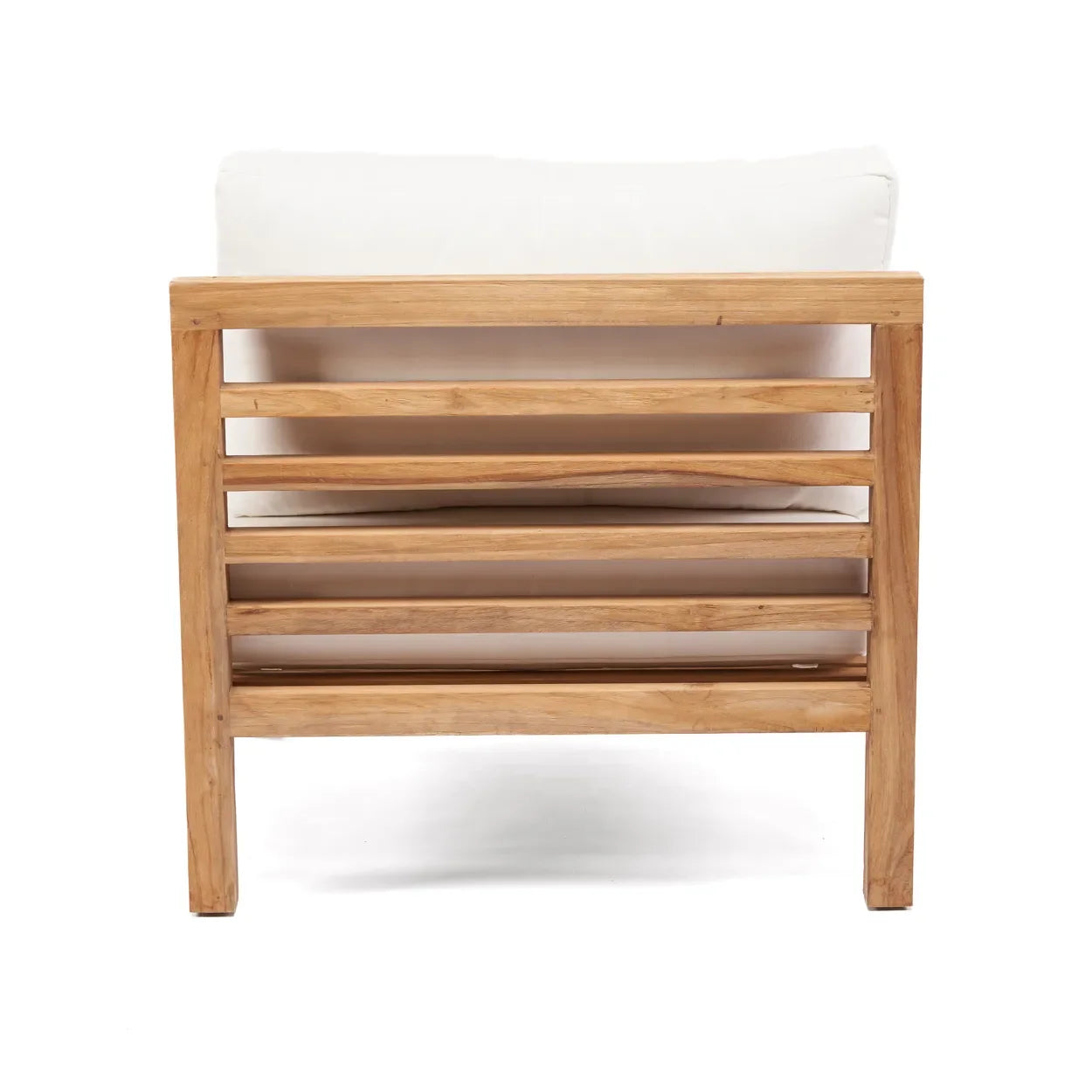 Fauteuil modulaire en teck recyclé blanc avec coussin blanc pour extérieur