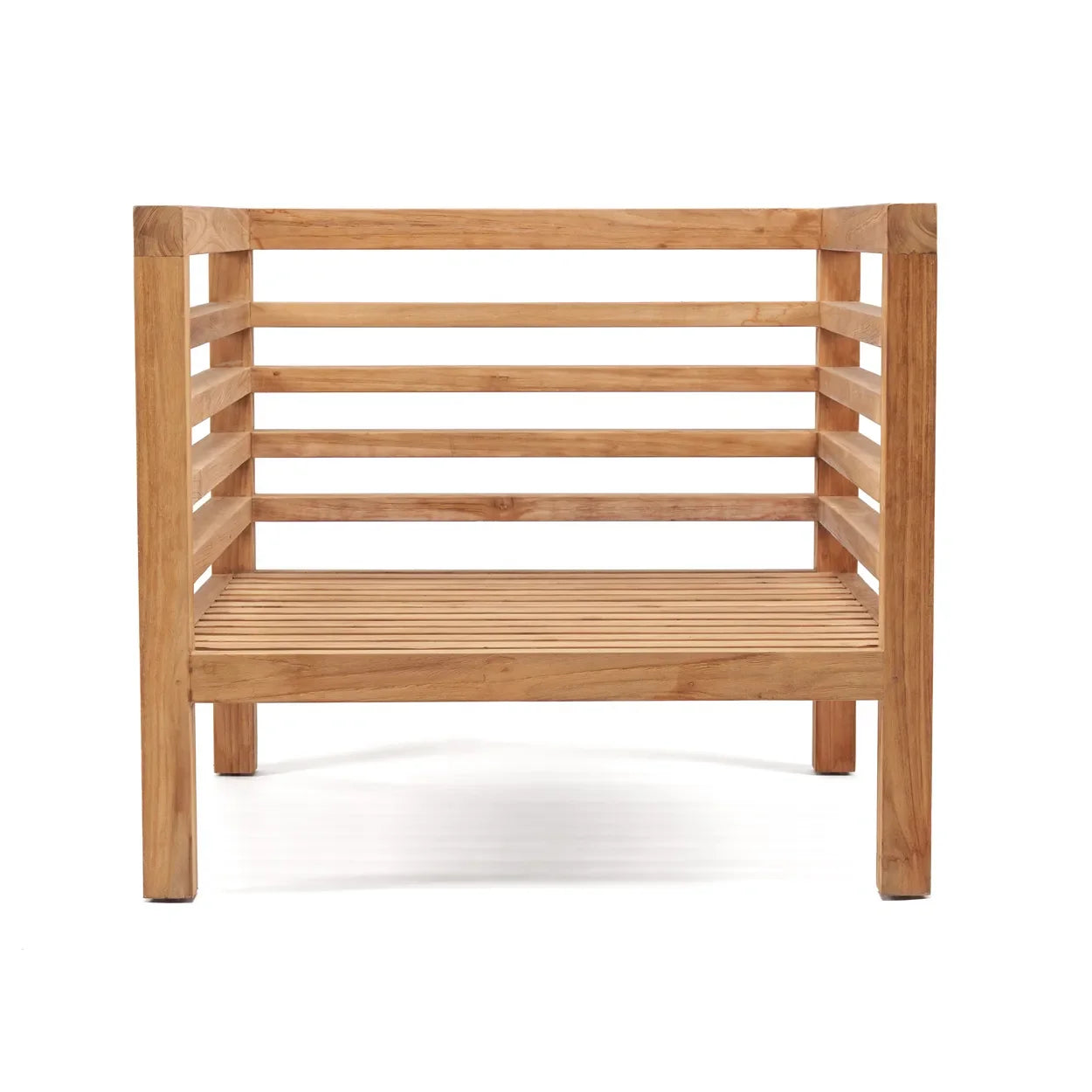 Cadre de fauteuil en teck recyclé avec lattes en bois naturel pour mobilier moderne