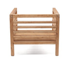 Base de vanité en bois à lattes pour fauteuil modulaire en teck recyclé 80x80 cm blanc naturel