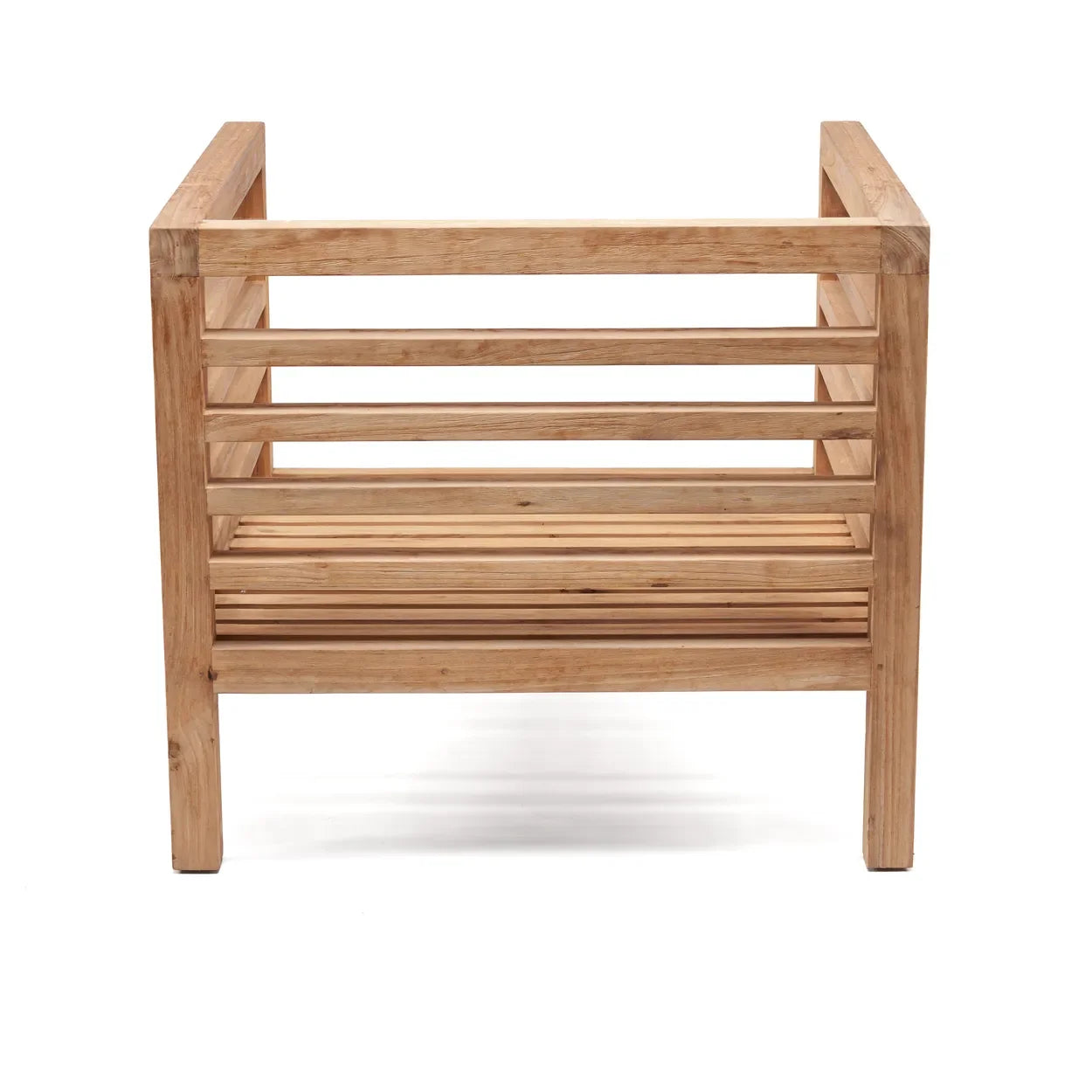Base de vanité en bois à lattes pour fauteuil modulaire en teck recyclé 80x80 cm blanc naturel