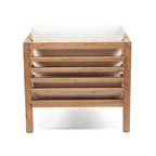 Fauteuil modulaire en teck recyclé 80x80 cm blanc naturel avec coussins blancs extérieurs