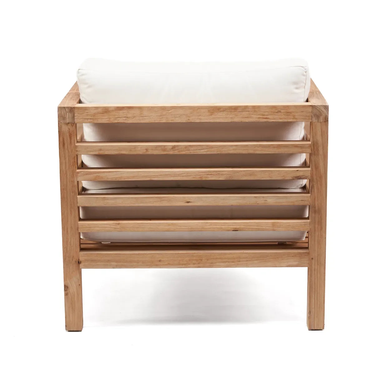 Fauteuil modulaire en teck recyclé 80x80 cm blanc naturel avec coussins blancs extérieurs