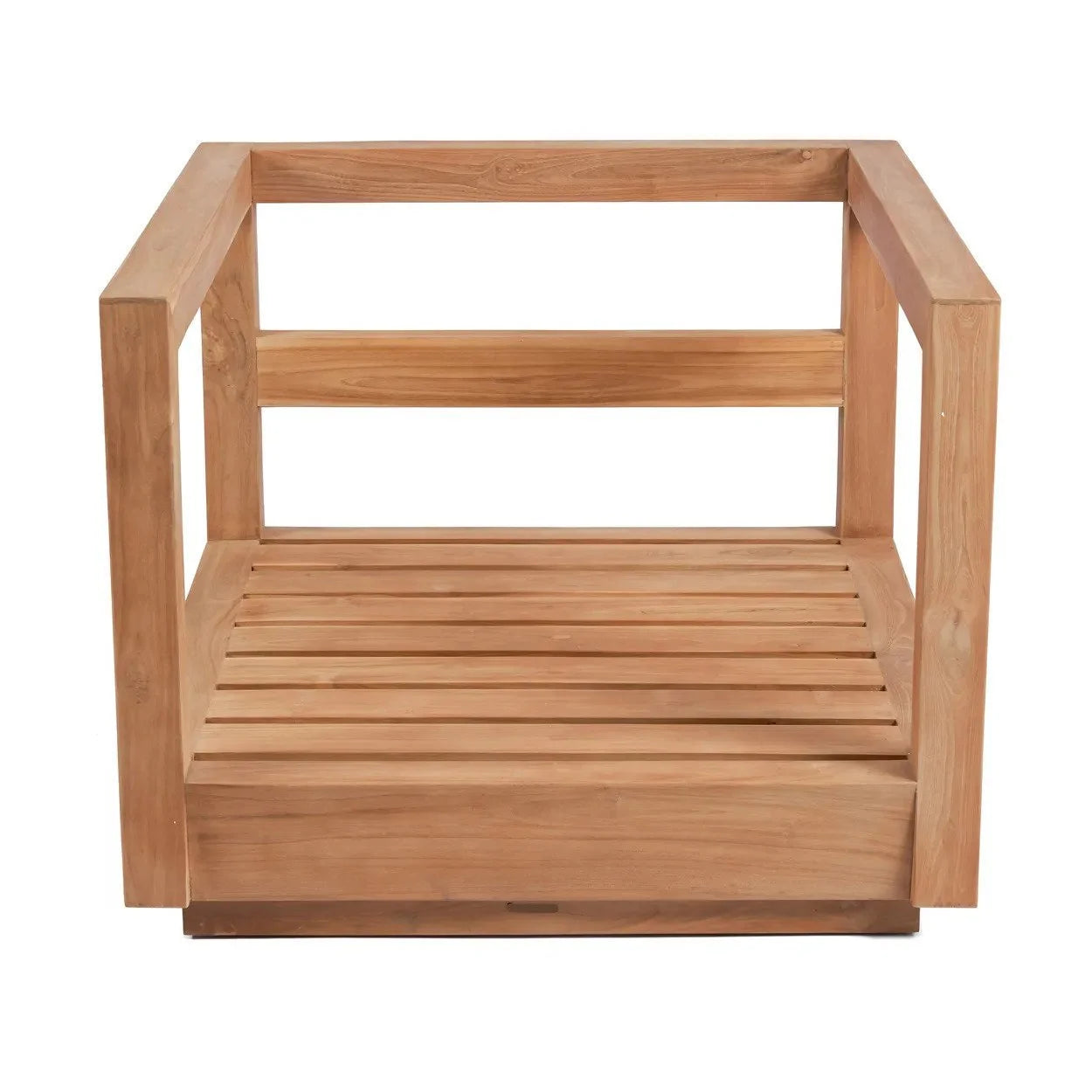 Cadre de chaise en bois de teck recyclé avec coussins blancs pour extérieur ou véranda