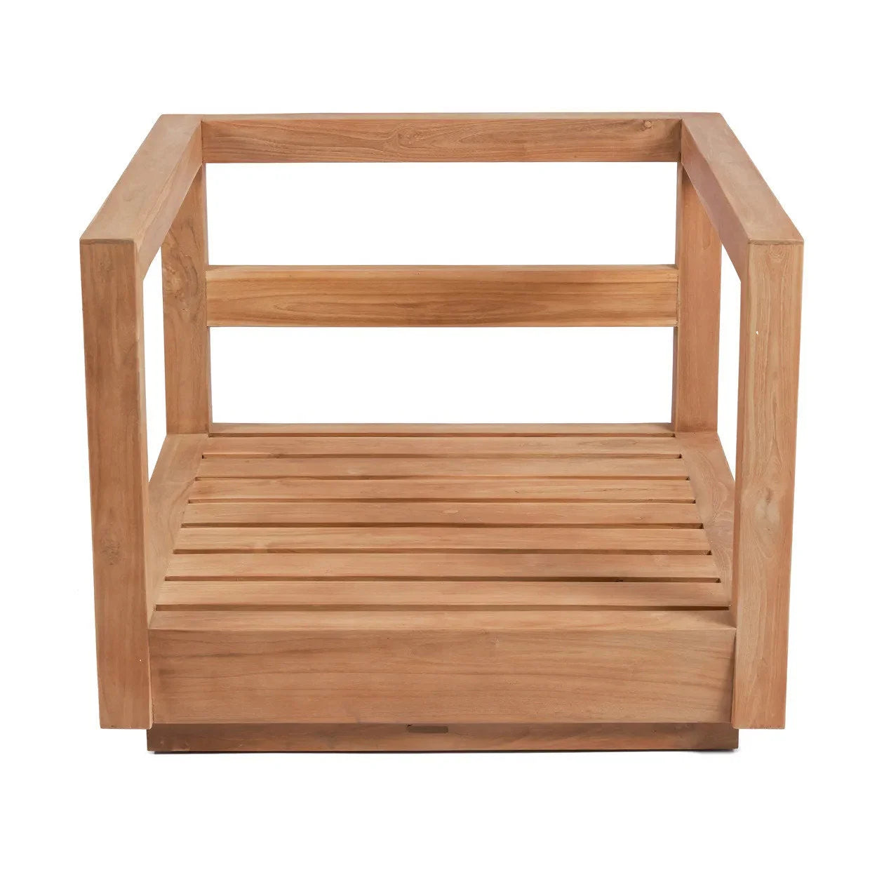 Fauteuil en teck recyclé avec coussins blancs pour extérieur ou véranda – 85x77 cm