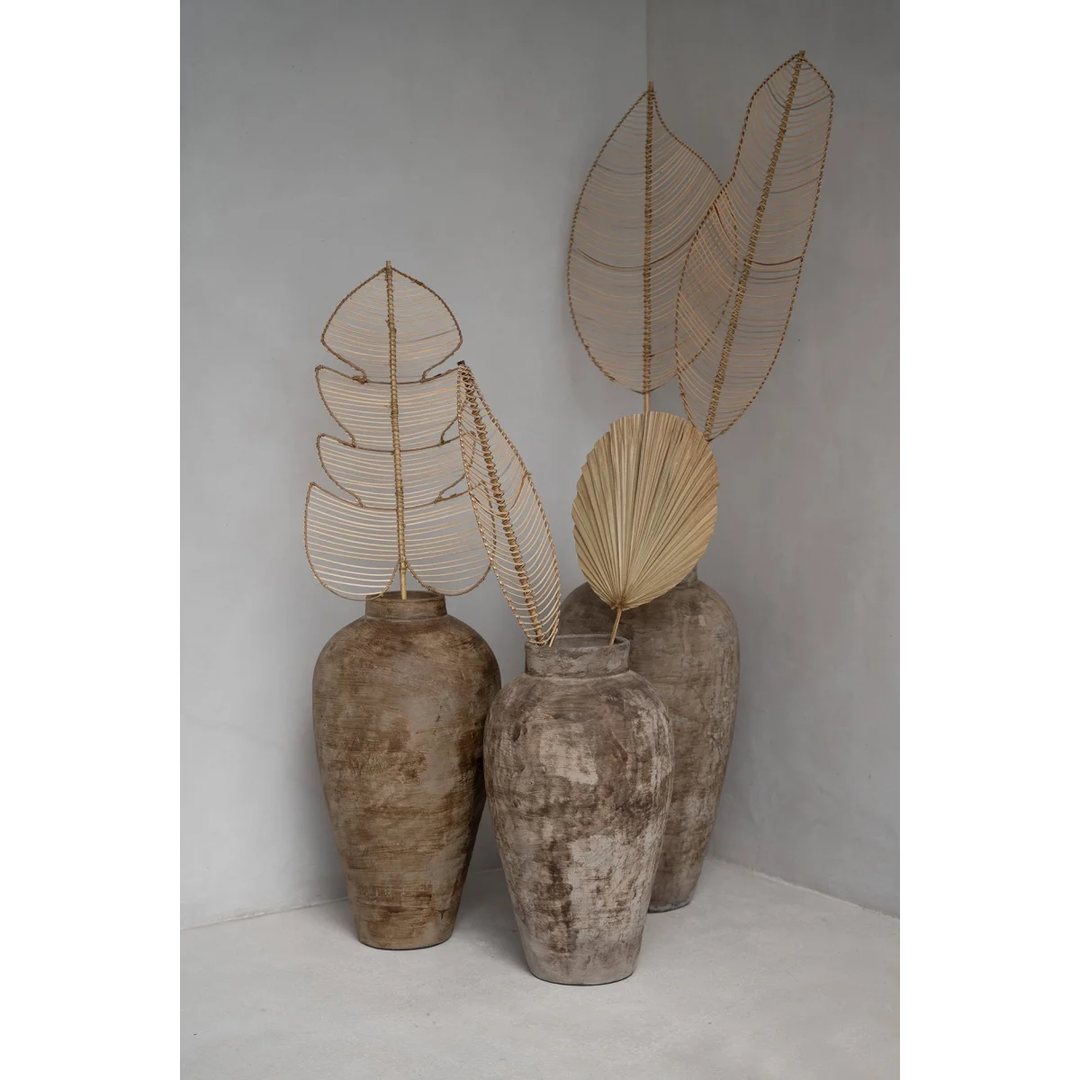 Feuilles décoratives en rotin naturel – H120 cm