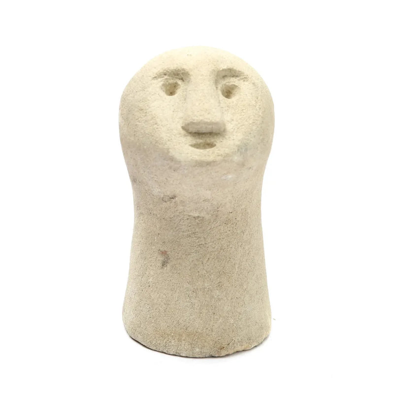 Figurine décorative en grès sculpté – Visage beige