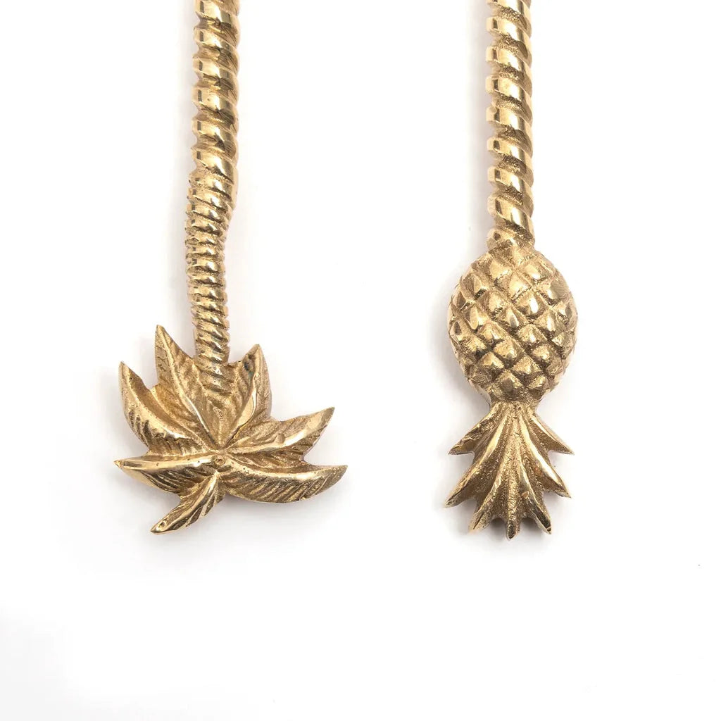 Poignée Ananas Or avec palmiers en or et piques à ananas colorés