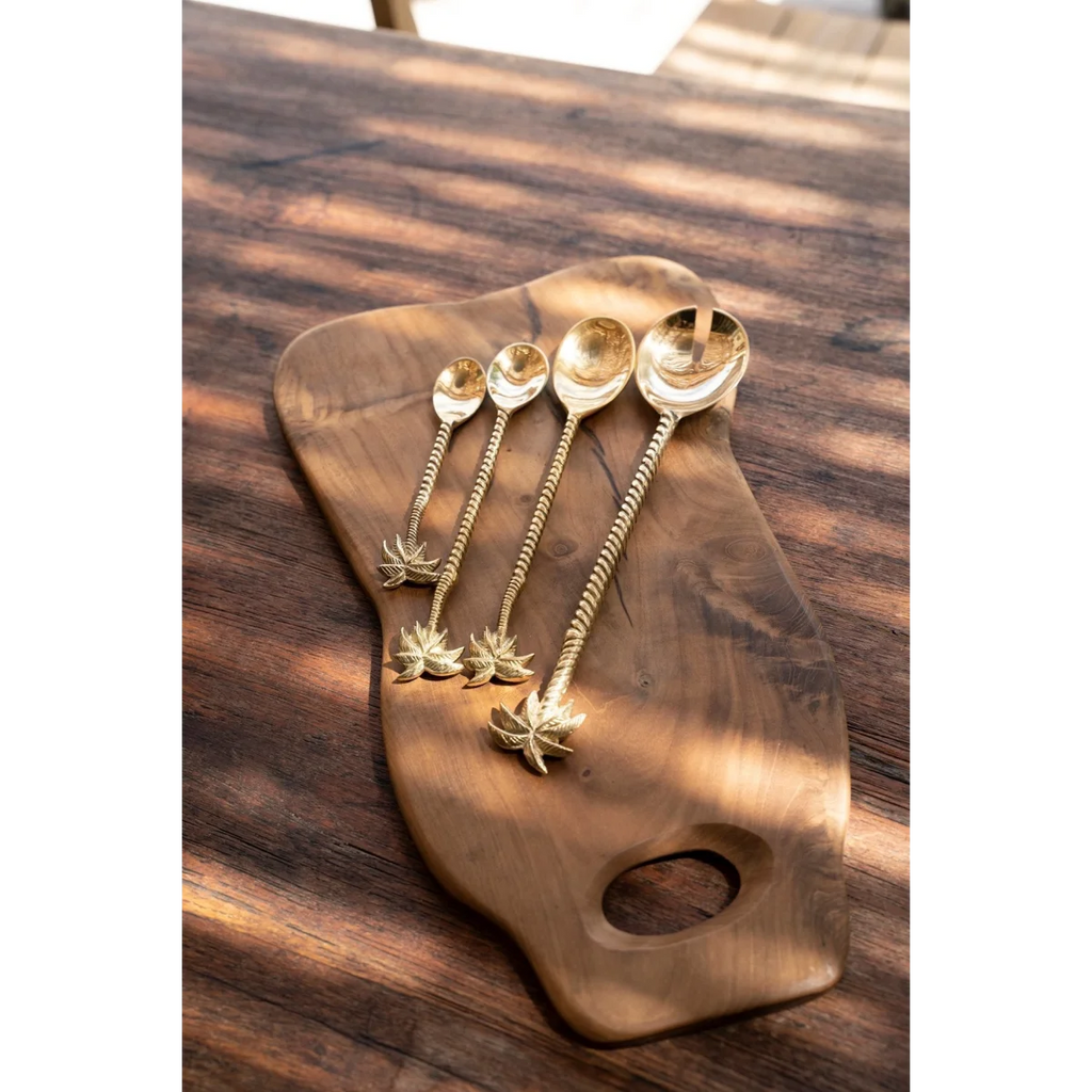 Fourchette à salade en laiton – Finition dorée palmier