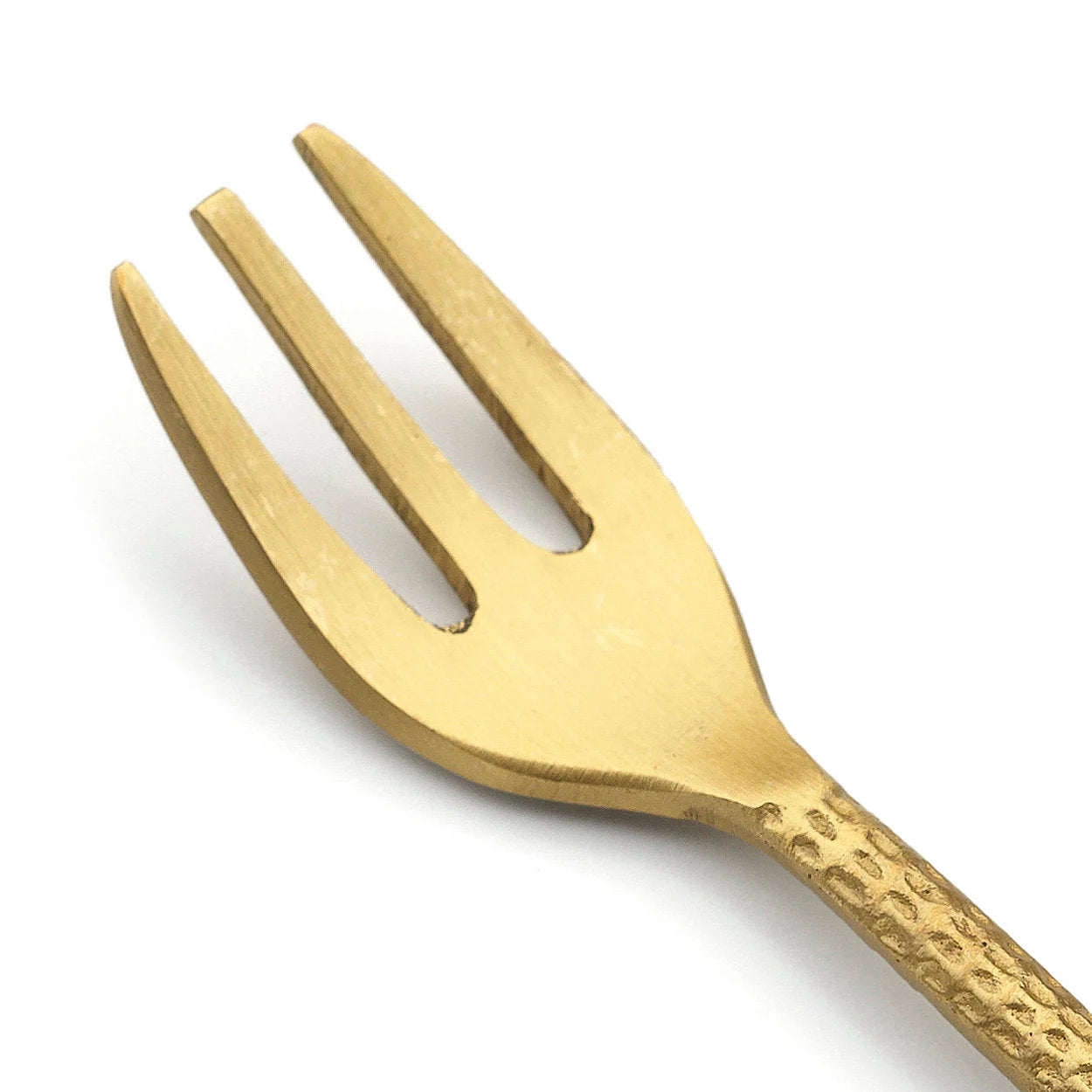 Fourchette dorée en laiton sculpté motif poulpe marin avec poignée texturée