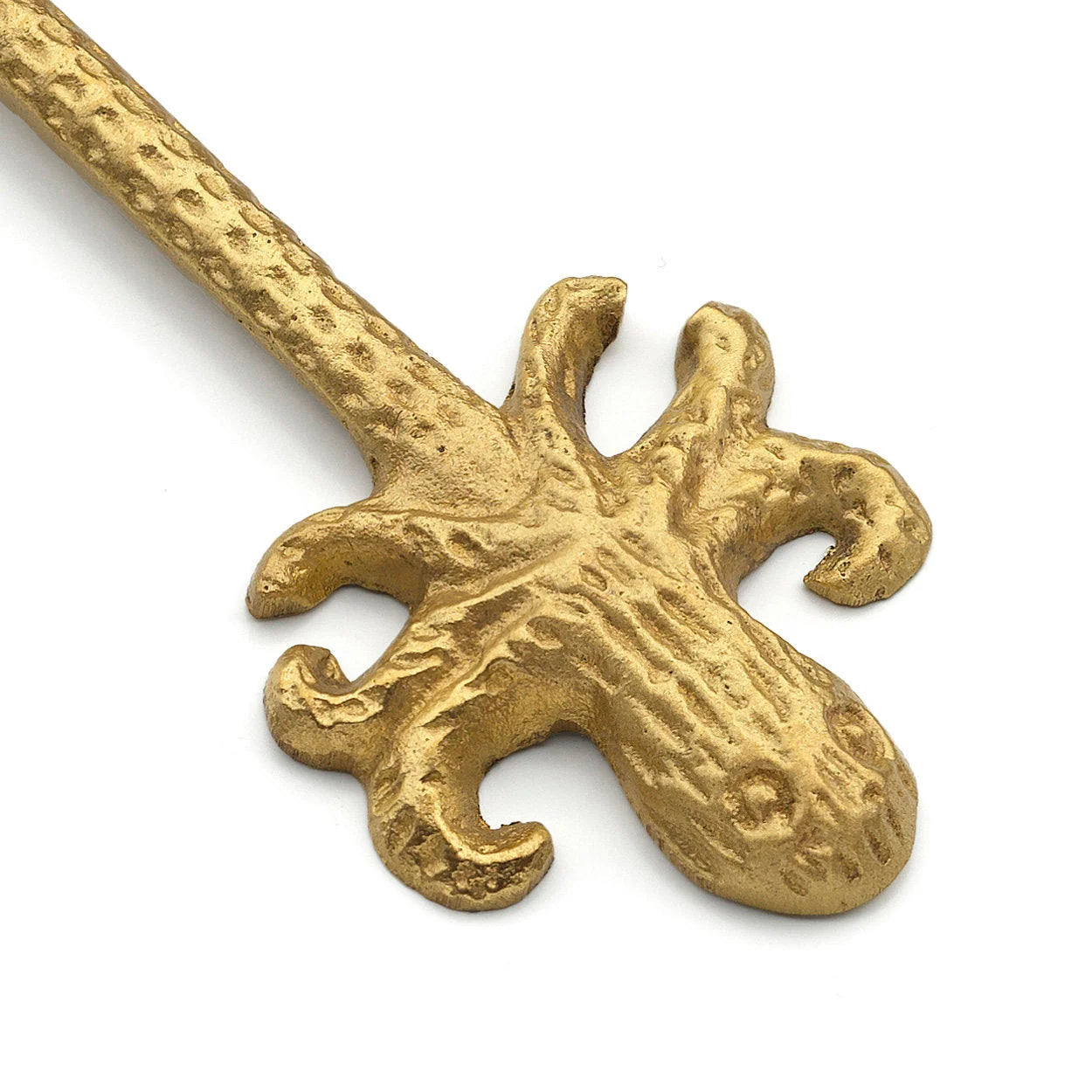 Cuillère à soupe en laiton doré en forme de poulpe marin sculpté
