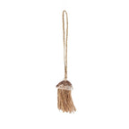 Charm en raphia naturel avec coquillage moucheté et boucle tressée pour décoration