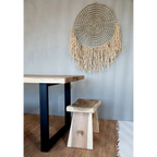 Murale ronde en raphia et joncs de mer naturel avec franges pour décoration intérieure