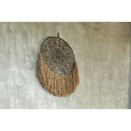 Attrape-rêves mural rond en raphia et jonc de mer naturel avec franges