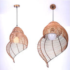 Grand lustre bambou marron