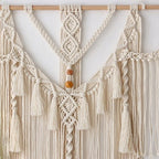 Zoom sur grand macramé mural 80x80