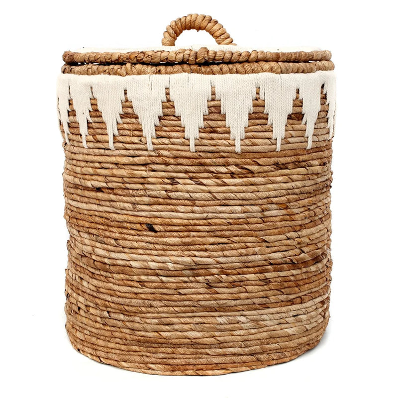 Grand panier à linge en feuille de bananier tressée 55 cm